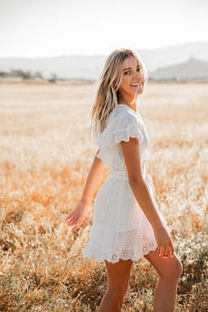 Woman in golden field Individual enjoying life
